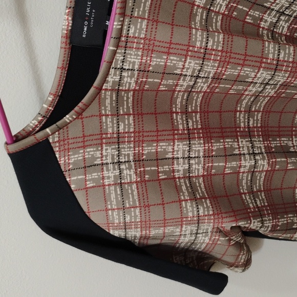 R&J COUTURE M BROWN+BLACK CHECKERED TOP - Picture 2 of 7